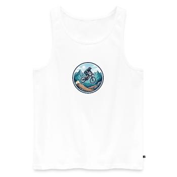 Mountain Adventure MTB Sticker - Men's Premium Organic Tank Top - white - Front - Michal (187cm)
