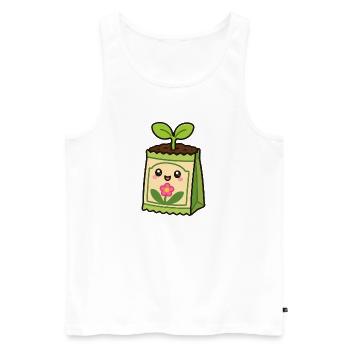 Kawaii Plant Bag with Flower - Men's Premium Organic Tank Top - white - Front - Michal (187cm)