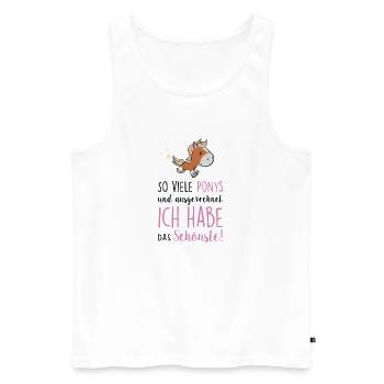 So viele Ponys und ich habe das Schönste - Männer Premium Bio Tank Top - Weiß - Vorne - Michal (187cm)
