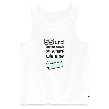 55 fünfundfünzigster Geburtstag: und immer noch so - Männer Premium Bio Tank Top - Weiß - Vorne - AI Model Male 178 light (178cm)