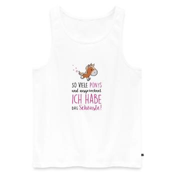 So viele Ponys und ich habe das Schönste - Männer Premium Bio Tank Top - Weiß - Vorne - Michal (187cm)