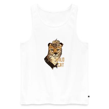 léopard wild cat - Débardeur bio Premium Homme - blanc - Devant - AI Model Male 178 light (178cm)