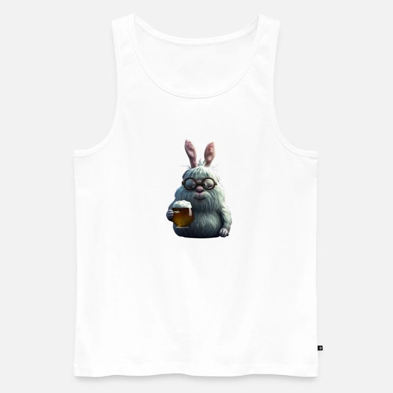 Lustiger Osterhase mit Bier - Männer Premium Bio Tank Top - Weiß