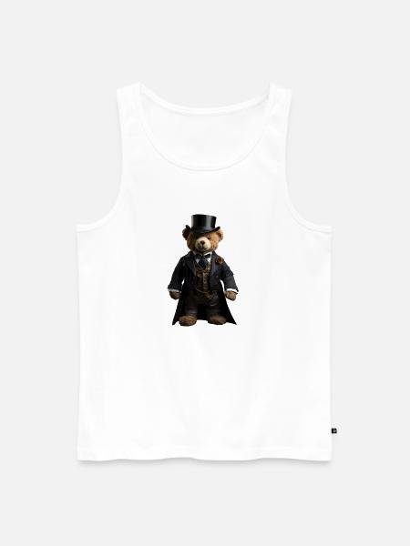 Plush bear in black tailcoat - Men's Premium Organic Tank Top - white