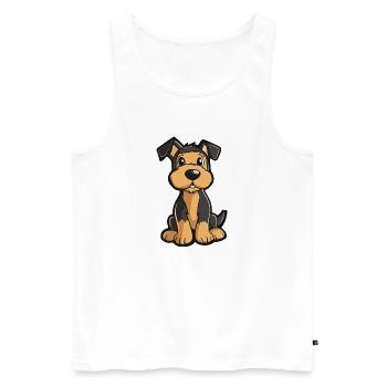 Airedale Terrier Dog Comic Cute - Men's Premium Organic Tank Top - white - Front - Michal (187cm)