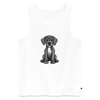 Dogue Allemand Chien Bande Dessinée Mignon - Débardeur bio Premium Homme - blanc - Devant - Michal (187cm)