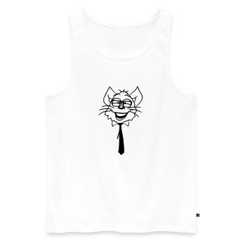 Schlaue Nerd Katze Hornbrille Geek Krawatte Brille - Männer Premium Bio Tank Top - Weiß - Vorne - AI Model Male 178 light (178cm)