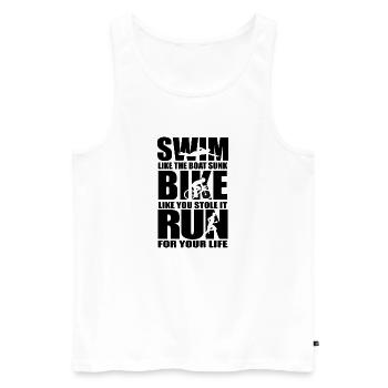 Triathlon Course à pied Natation Cyclisme - Débardeur bio Premium Homme - blanc - Devant - Michal (187cm)