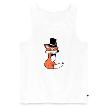 Fuchs Rotfuchs Sir Mr. Zylinder Hut Monokel Brille - Männer Premium Bio Tank Top - Weiß - Vorne - Michal (187cm)