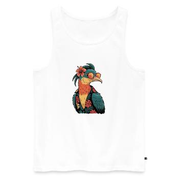 Colibri Oiseau Drôle D’été - Débardeur bio Premium Homme - blanc - Devant - AI Model Male 178 light (178cm)