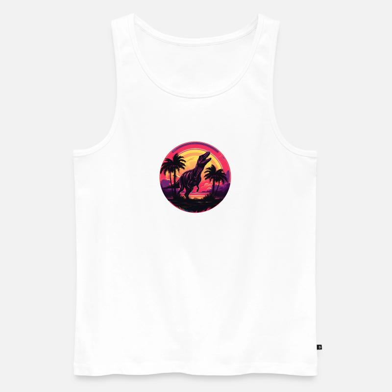 Synthwave T-Rex - Men's Premium Organic Tank Top - white