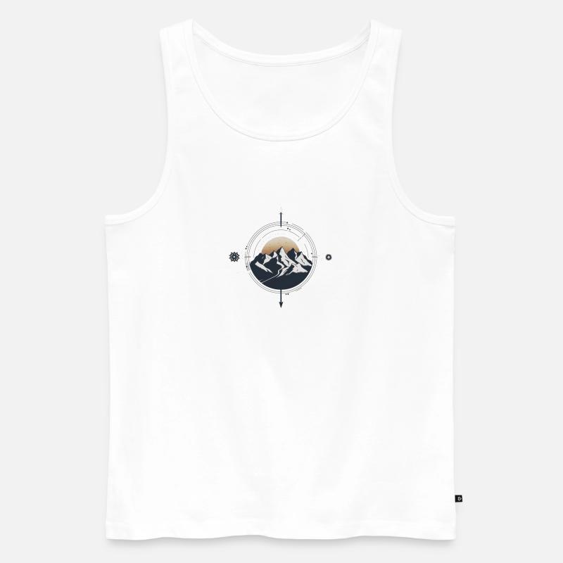 Berge Kompass Wanderung - Männer Premium Bio Tank Top - Weiß