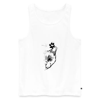 Amour du chat Pouls Patte Empreinte Protection des animaux - Débardeur bio Premium Homme - blanc - Devant - AI Model Male 178 light (178cm)