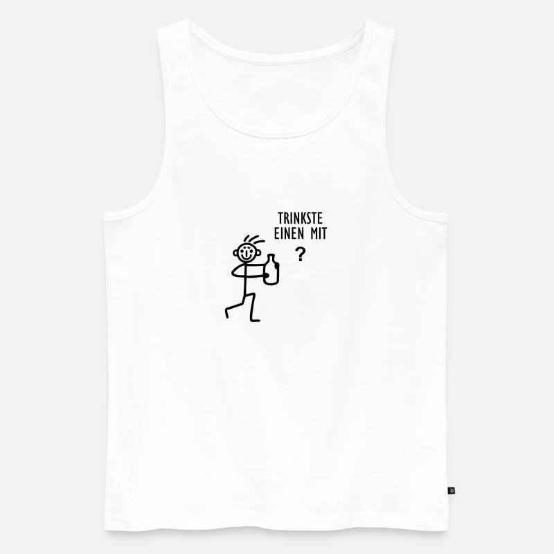 Strichmännchen - trinken - Männer Premium Bio Tank Top - Weiß