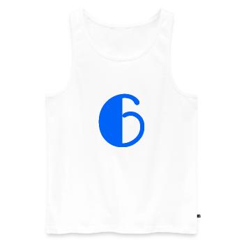 6 ANS. 6e ANNIVERSAIRE. ANNIVERSAIRE 6 ANS. 6 - Débardeur bio Premium Homme - blanc - Devant - AI Model Male 178 light (178cm)