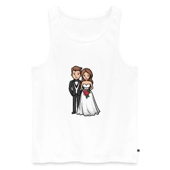 Jeunes mariés, Mariage, Mariée, Marié - Débardeur bio Premium Homme - blanc - Devant - AI Model Male 178 light (178cm)