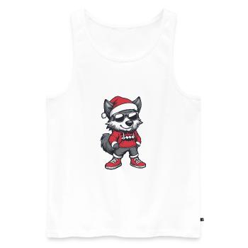 Loup Noël Bande Dessinée Cool - Débardeur bio Premium Homme - blanc - Devant - Michal (187cm)