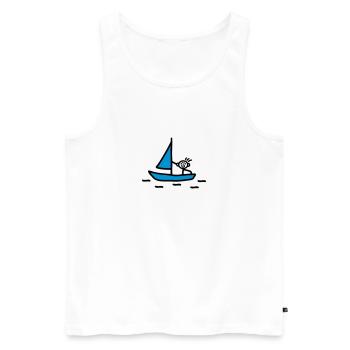 Stick figure sailing - V2 - Men's Premium Organic Tank Top - white - Front - AI Model Male 178 light (178cm)