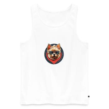 Yorkshire Yorkshire Terrier cool avec lunettes de soleil - Débardeur bio Premium Homme - blanc - Devant - AI Model Male 178 light (178cm)