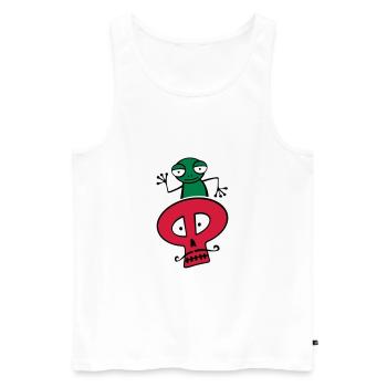 Frosch auf einem Schädel mit Schnurrbart - Männer Premium Bio Tank Top - Weiß - Vorne - AI Model Male 178 light (178cm)