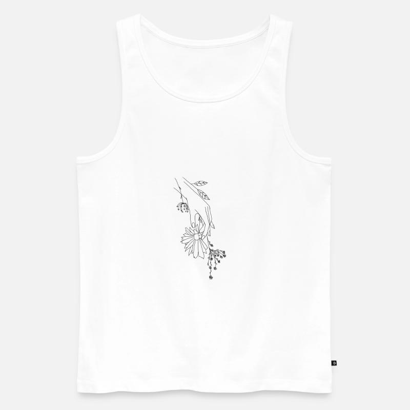 Hand mit Blumen Lineart - Männer Premium Bio Tank Top - Weiß