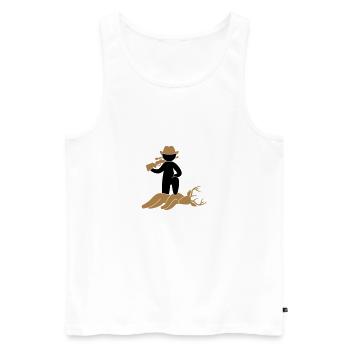 Ein Jäger erlegt einen Hirsch im Wald - Männer Premium Bio Tank Top - Weiß - Vorne - AI Model Male 178 light (178cm)