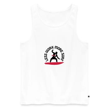 Weniger arbeiten, mehr surfen... - Männer Premium Bio Tank Top - Weiß - Vorne - AI Model Male 178 light (178cm)
