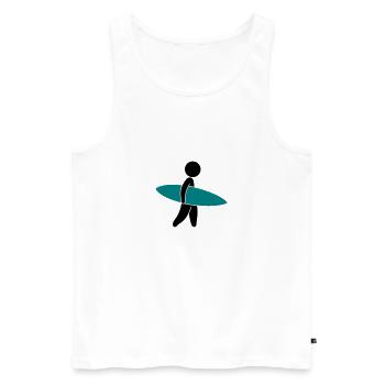 A surfer with his surfboard - Men's Premium Organic Tank Top - white - Front - Michal (187cm)
