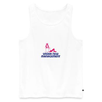 Under new management - Men's Premium Organic Tank Top - white - Front - AI Model Male 178 light (178cm)
