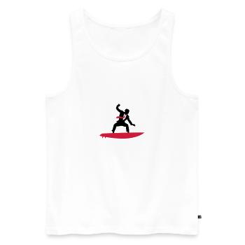A manager surfs the office - Men's Premium Organic Tank Top - white - Front - Michal (187cm)