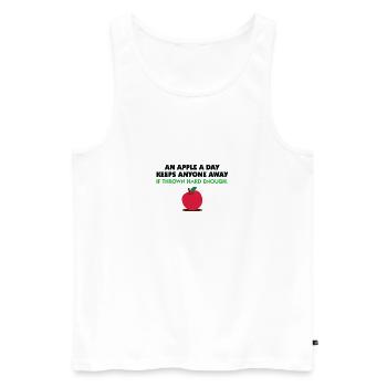 Ein Apfel am Tag, hält jeden weg! - Männer Premium Bio Tank Top - Weiß - Vorne - Michal (187cm)