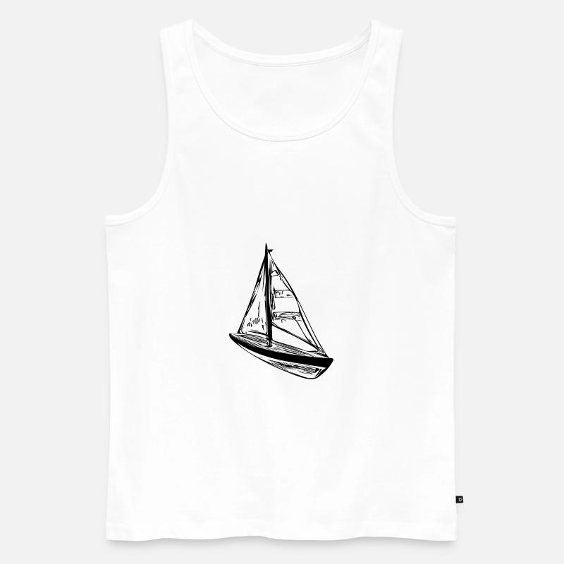 Kleines Segelboot mit Segeln - Männer Premium Bio Tank Top - Weiß