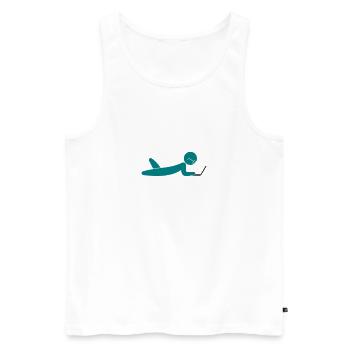 A programmer using a laptop - Men's Premium Organic Tank Top - white - Front - AI Model Male 178 light (178cm)