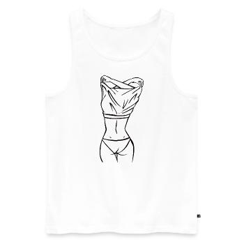 Frau von hinten beim ausziehen mit Bikini. - Männer Premium Bio Tank Top - Weiß - Vorne - Michal (187cm)