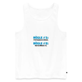 Fête des pères - Règle 1: j'ai toujours raison - Débardeur bio Premium Homme - blanc - Devant - Michal (187cm)