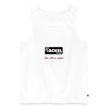 Mein Dackel tut nix. Der will nur spielen - Männer Premium Bio Tank Top - Weiß - Vorne - Michal (187cm)