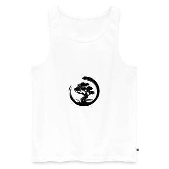 Horizont mit vintage Bonsai - Männer Premium Bio Tank Top - Weiß - Vorne - Michal (187cm)