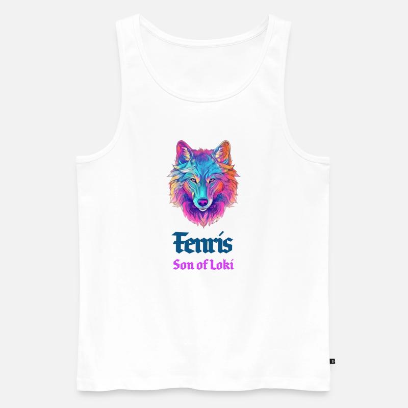 Der Fenriswolf, Kind des Loki - Männer Premium Bio Tank Top - Weiß
