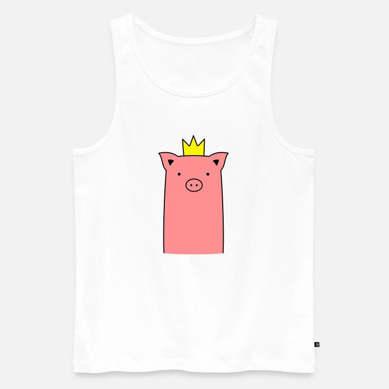 Sau Ferkel Schweinchen mit Krone Geschenk - Männer Premium Bio Tank Top - Weiß