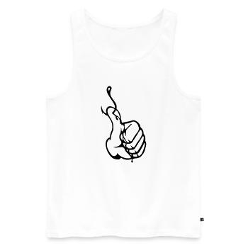 Anglerdaumen Thumbs up Nokidding Logo - Männer Premium Bio Tank Top - Weiß - Vorne - AI Model Male 178 light (178cm)