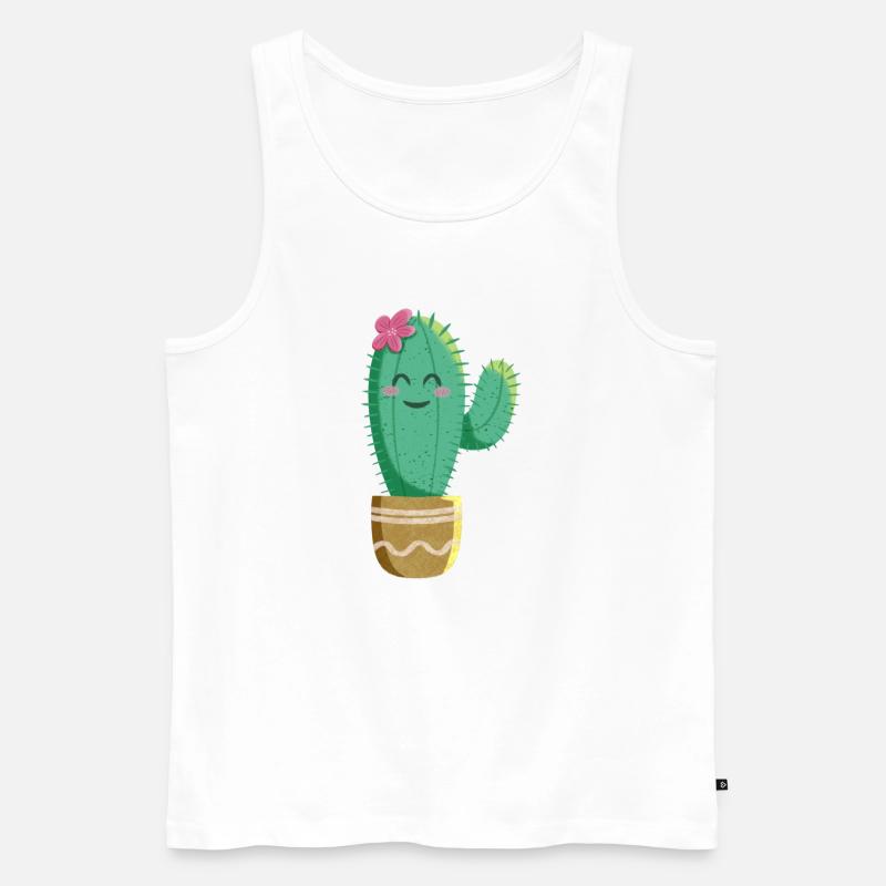 Süßer Kaktus mit Blume - Männer Premium Bio Tank Top - Weiß