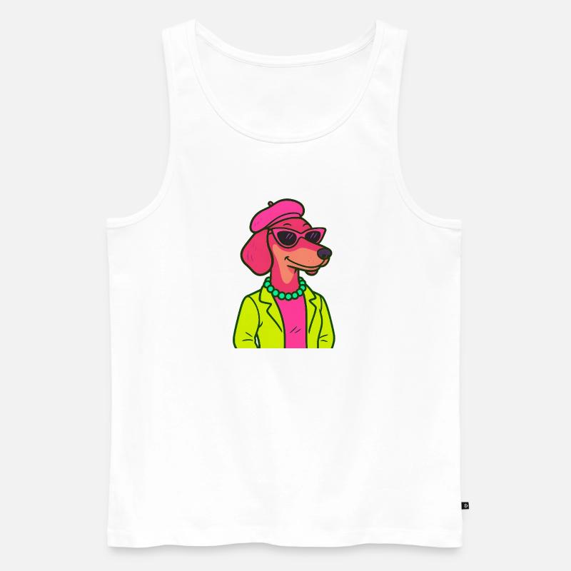 Neon Dackel Dame - Männer Premium Bio Tank Top - Weiß