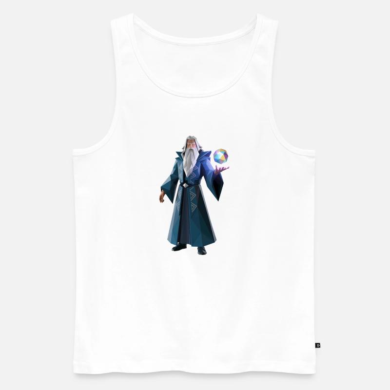 Wise Wizard - Cooles Low-Poly-Logo - Männer Premium Bio Tank Top - Weiß