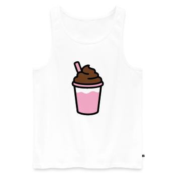 Eiskaffee Smoothie Logo - Männer Premium Bio Tank Top - Weiß - Vorne - Michal (187cm)