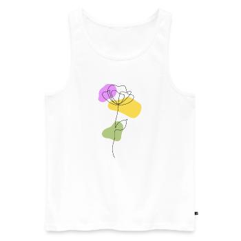 Fleur au trait linéaire avec des formes pastel - Débardeur bio Premium Homme - blanc - Devant - Michal (187cm)