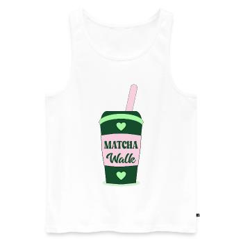 Matcha Tea Walk - Débardeur bio Premium Homme - blanc - Devant - Michal (187cm)