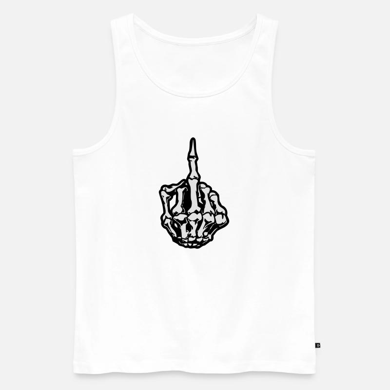 middlefinger_skull_02 - Männer Premium Bio Tank Top - Weiß