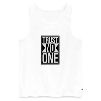 trust no one Zitat - Männer Premium Bio Tank Top - Weiß - Vorne - AI Model Male 178 light (178cm)