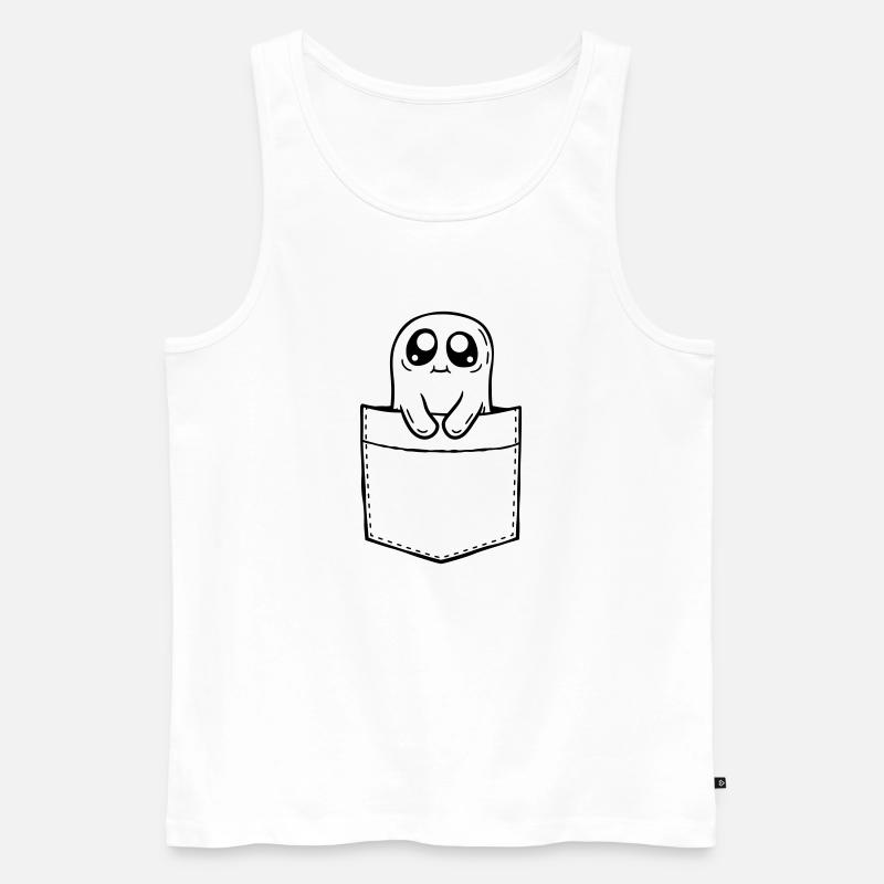 Geist mitnehmen Brusttasche Comic - Männer Premium Bio Tank Top - Weiß