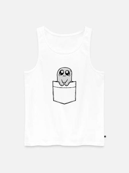 Chest pocket ghost take comic - Men's Premium Organic Tank Top - white